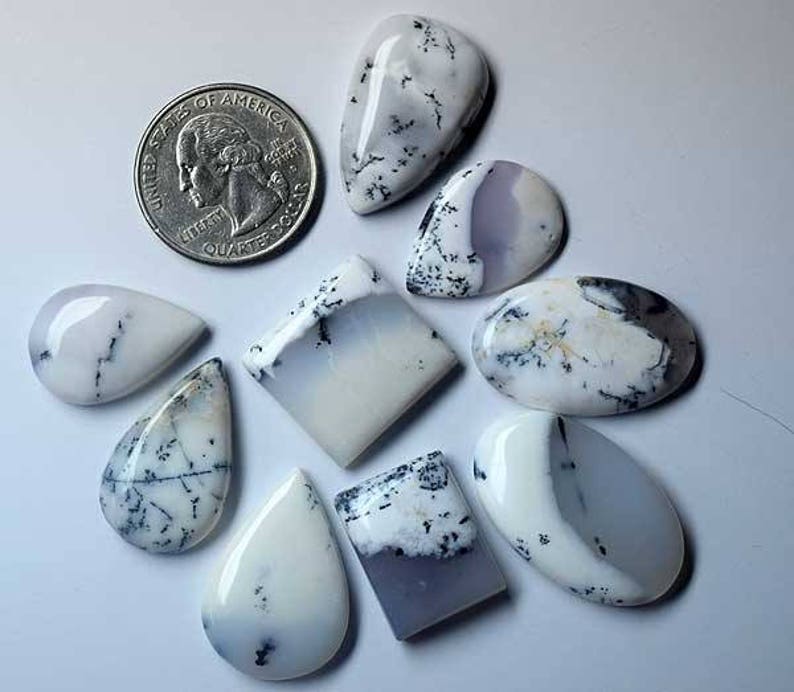 Natural Dendrite opal Wholesale lot 10 pieces Natural Gemstones 31 Grams Loose Gemstones cabochon. 7313