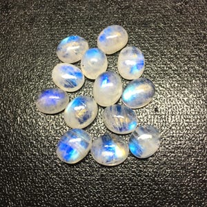 AAA Rainbow Moonstone Oval Cabochon: Loose Gemstone (3x5 to 15x20 mm)