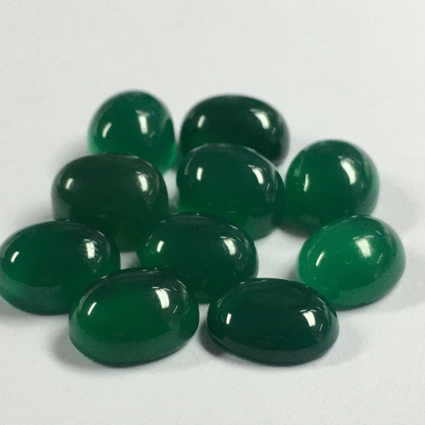 Lot of 10 Pieces Green Onyx Oval Cabochon flat back Loose Gemstones 3x5,4x6,5x7,6x8,7x9,8x10,9x11,10x12,10x14,10x15,12x16,13x18 MM gemstones