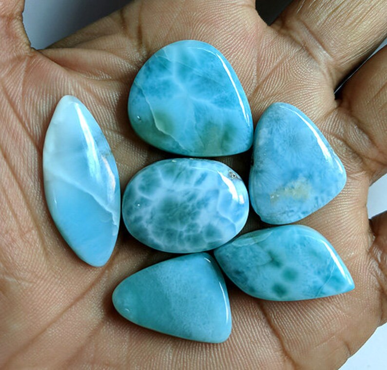 Natural Larimar 6 Pieces Lot Natural Gemstones 24.2 Grams Etsy
