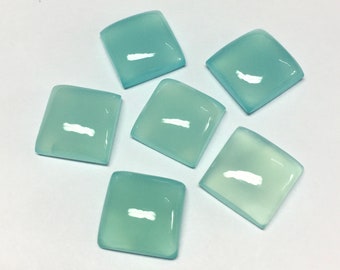 Cabujón cuadrado de calcedonia aguamarina natural con parte posterior plana, piedras preciosas sueltas de 3 x 3, 4 x 4, 5 x 5, 6 x 6, 7 x 7, 8 x 8, 9 x 9, 10 x 10, 11 x 11, 12 x 12, 13 x 13, 14 x 14, 15 x 15
