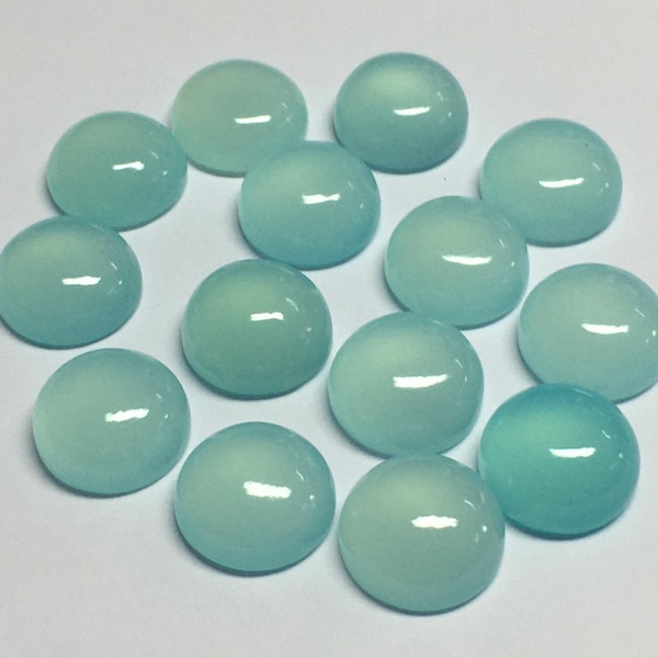 Lot of 10 Pieces Aqua chalcedony Round Cabochon flat back Loose Gemstones 2,3,4,5,6,7,8,9,10,11,12,13,14,15,16,17,18,19,20 MM Gemstones