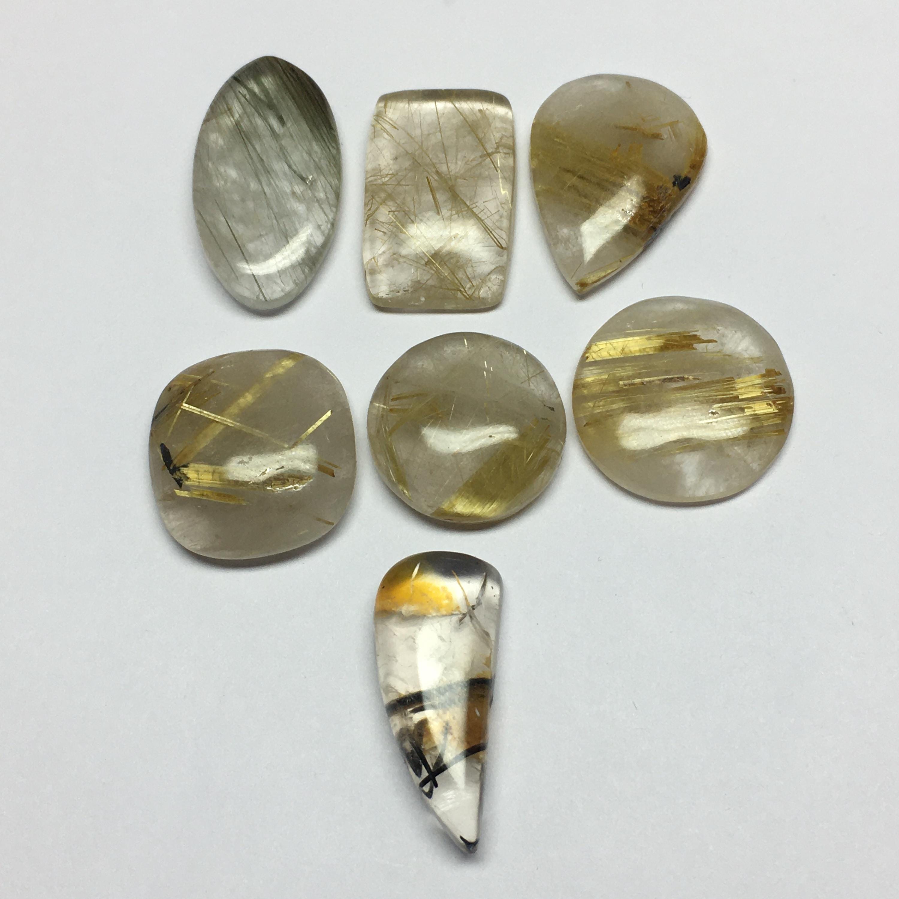 Golden Rutile Quartz Cabochon: Loose Gemstone for Jewelry Making