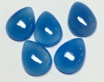 Cabujón de calcedonia azul en forma de pera: piedra preciosa AAA, parte trasera plana (3 x 5 mm a 15 x 20 mm)