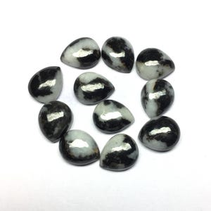 Lote de 10 piezas de cabujón de pera de búfalo blanco con parte posterior plana de piedras preciosas sueltas de 3 x 5 mm a 15 x 20 mm