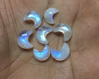 Cabujón de luna creciente de piedra lunar arcoíris AAA: piedra preciosa suelta de 8 x 8-15 x 15 mm