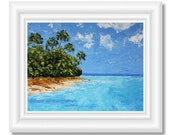 Caribbean Art, Hawaii Beach Painting on Canvas, Original Art, Tropical Painting, Hawaii Art, Ocean Painting, Living Room Art, Wall Art Gift