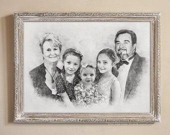 Drawings from Photos, family portrait painting, commission painting