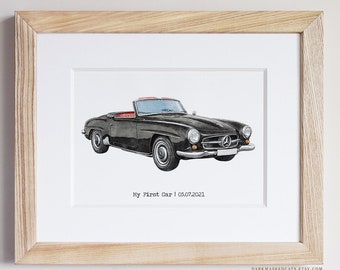 Car Drawing, Custom Car Portrait, Car Custom Digital Hand Drawn Portrait, Car Painting From Photo, Personalized Gift for Car Enthusiast