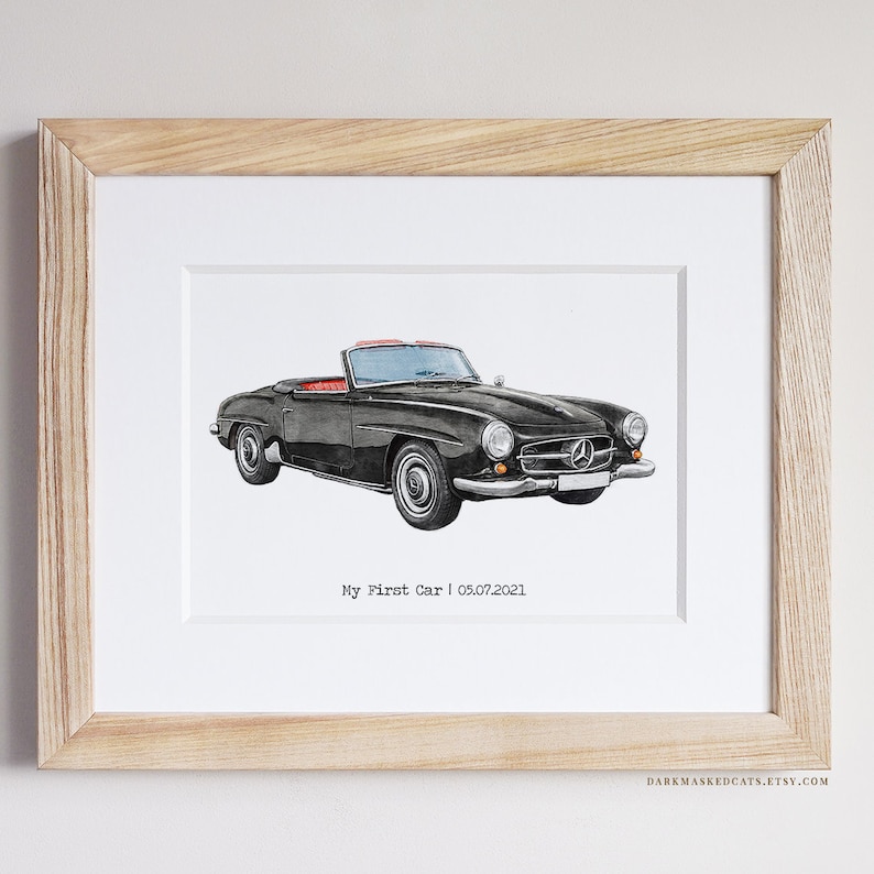 Car Drawing, Custom Car Portrait, Car Custom Digital Hand Drawn Portrait, Car Painting From Photo, Personalized Gift for Car Enthusiast image 1