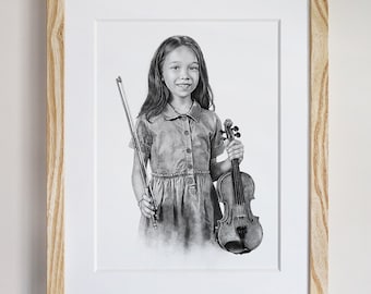Child Portrait, portrait from photo, custom child pencil potrait