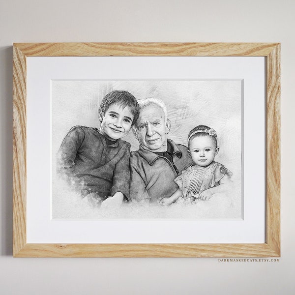 Portrait from Photo, Drawing from Photo, Hand Drawn Portrait, Custom Portrait from multiple photos, digital art, christmas gifts