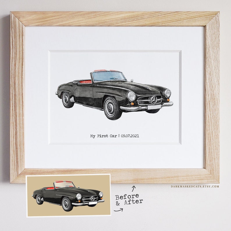 Car Drawing, Custom Car Portrait, Car Custom Digital Hand Drawn Portrait, Car Painting From Photo, Personalized Gift for Car Enthusiast image 3