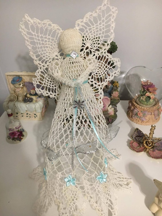 Crocheted tree topper angel Etsy