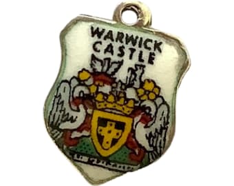 Warwick Castle Sterling Silver Charms  Enamel Shields for Bracelets Pendants for Necklaces Collectible Novelty Town Crest 1970s Jewellery