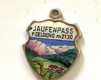 Silver Enamel Torbole Charm Italy Scenic Travel Shield Sterling Silver Charm for Bracelet from Charmhuntress 05345