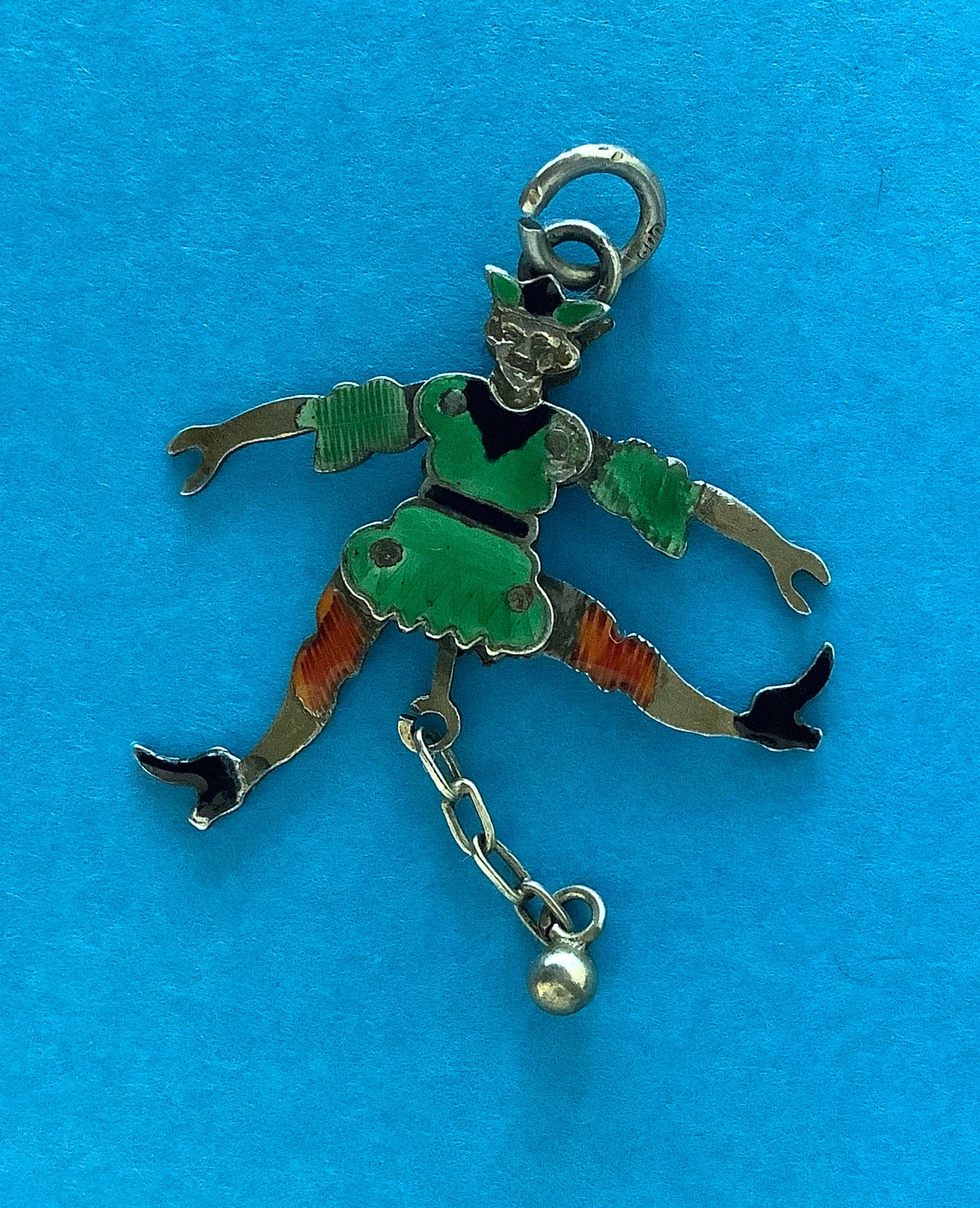 Victorian Silver Enamel Jester Clown Charm Jumping Jester Etsy UK