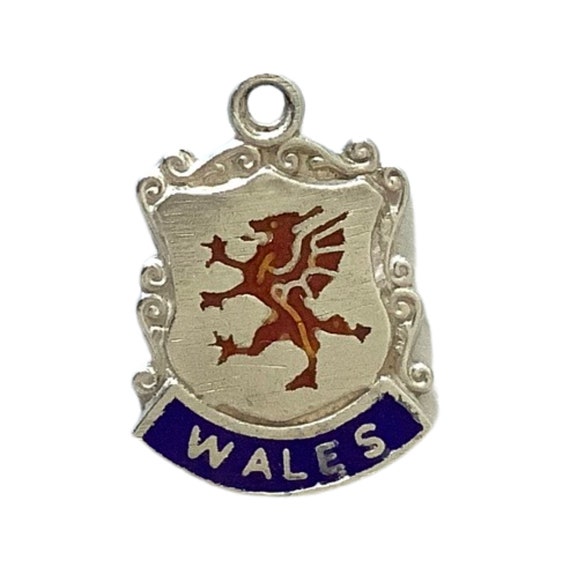 Wales Shield Charm, Travel Shield, Silver Enamel … - image 1