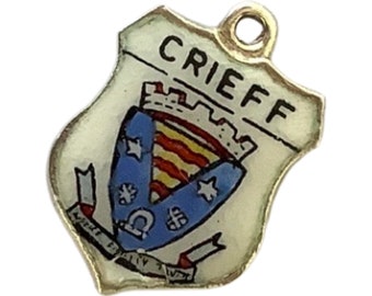 Crieff Sterling Vintage Silver Charms  Enamel Shields for Bracelets Pendants for Necklaces Collectible Novelty Town Crest 1970s Jewellery