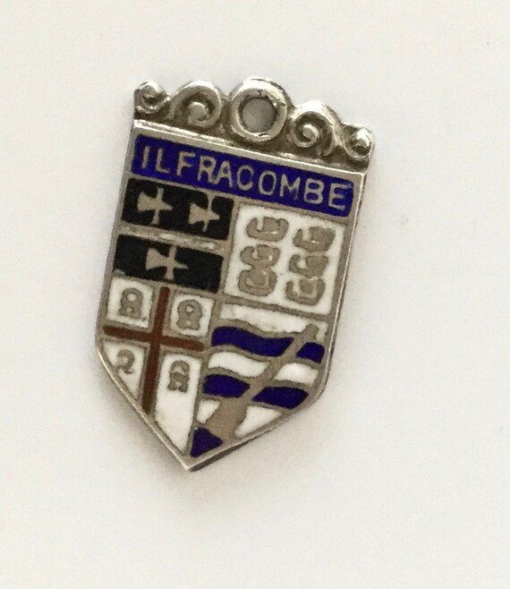 Ilfracombe Silver Bracelet Shield Charm Enamel Tra