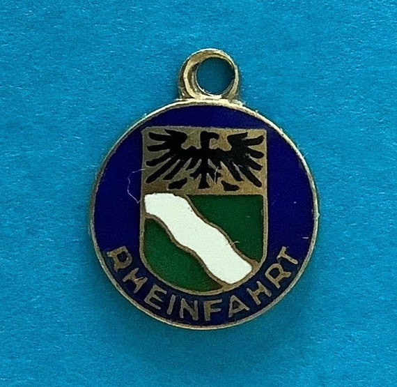 Vintage Silver German Town Charms Enamel Shields … - image 1