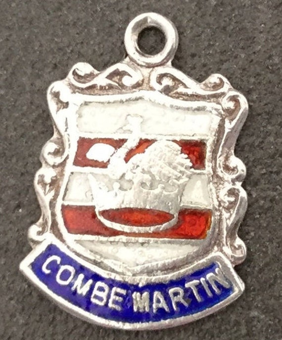 Silver Bracelet Charm Enamel Combe Martin Vintage… - image 1