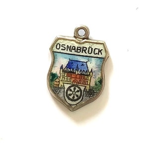 Osnabruck Germany Shield Charm, Enamel Travel Shield, Silver Bracelet Charms, European Tourist Charm Vintage Jewellery image 3