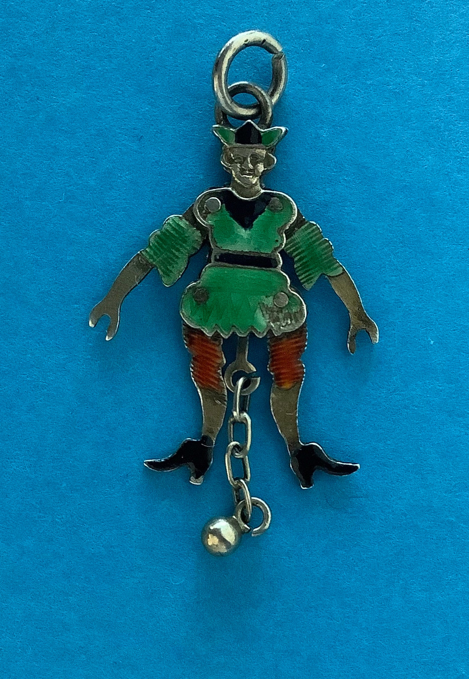 Victorian Silver Enamel Jester Clown Charm Jumping Jester Etsy UK