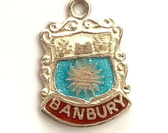 Banbury Vintage Shield Charms, Enamel Travel Shields, Silver Bracelet Charms, Travel Shields, Vintage Jewellery