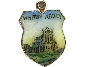 Whitby Abbey Vintage Silver Charms  Enamel Shields for Bracelets Pendants for Necklaces Collectible Novelty Town Crest 1970s Jewellery