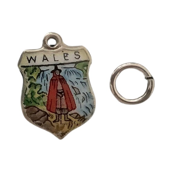 Wales Silver Bracelet Charm  Enamel Shield Charm … - image 2