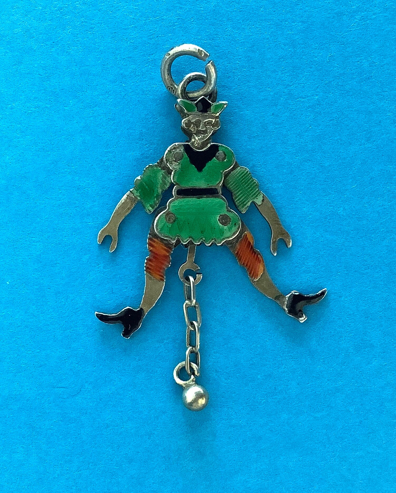 Victorian Silver Enamel Jester Clown Charm Jumping Jester Etsy UK