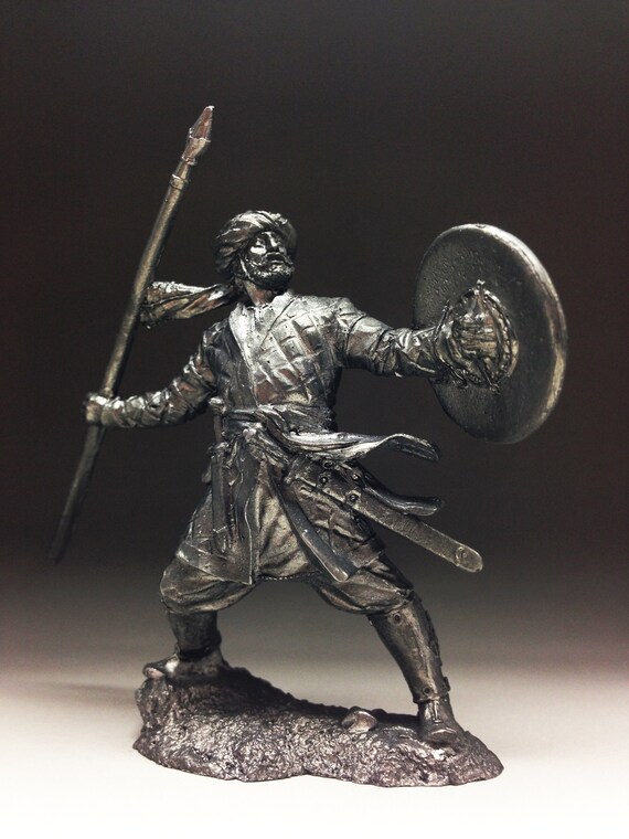 Viking Warrior 1//32 scale Figurine Tin Metal Toy Soldier 54mm Painted Figure