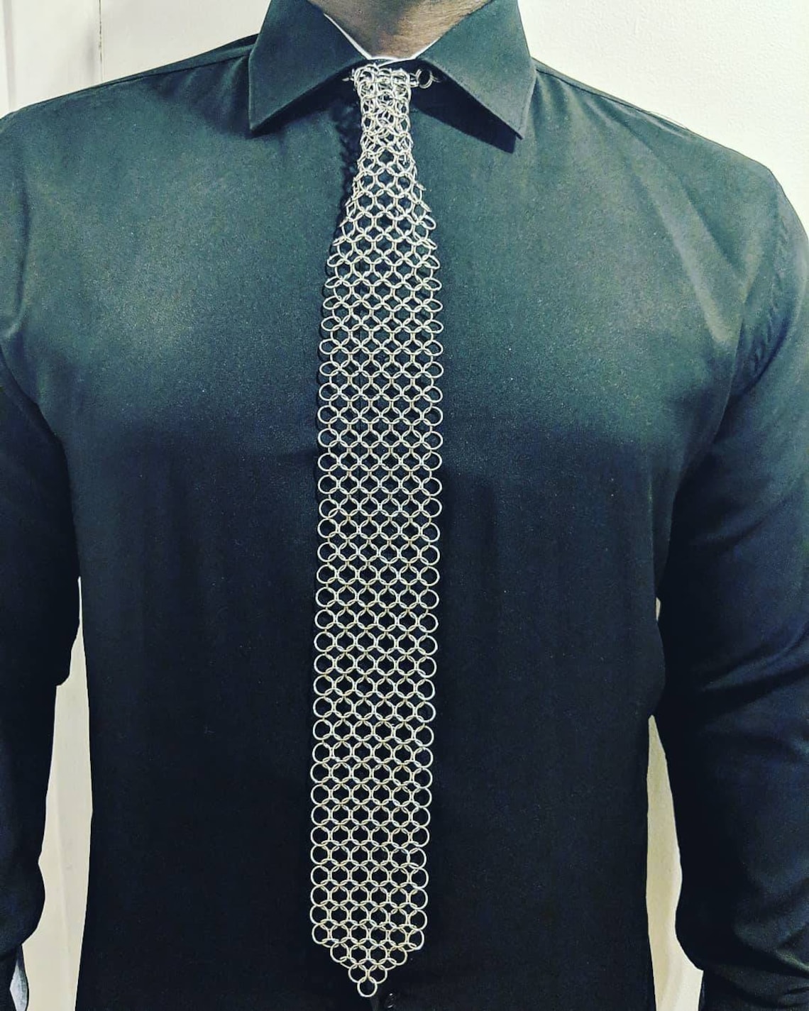 Stainless Steel Handmade Chainmail Tie Etsy