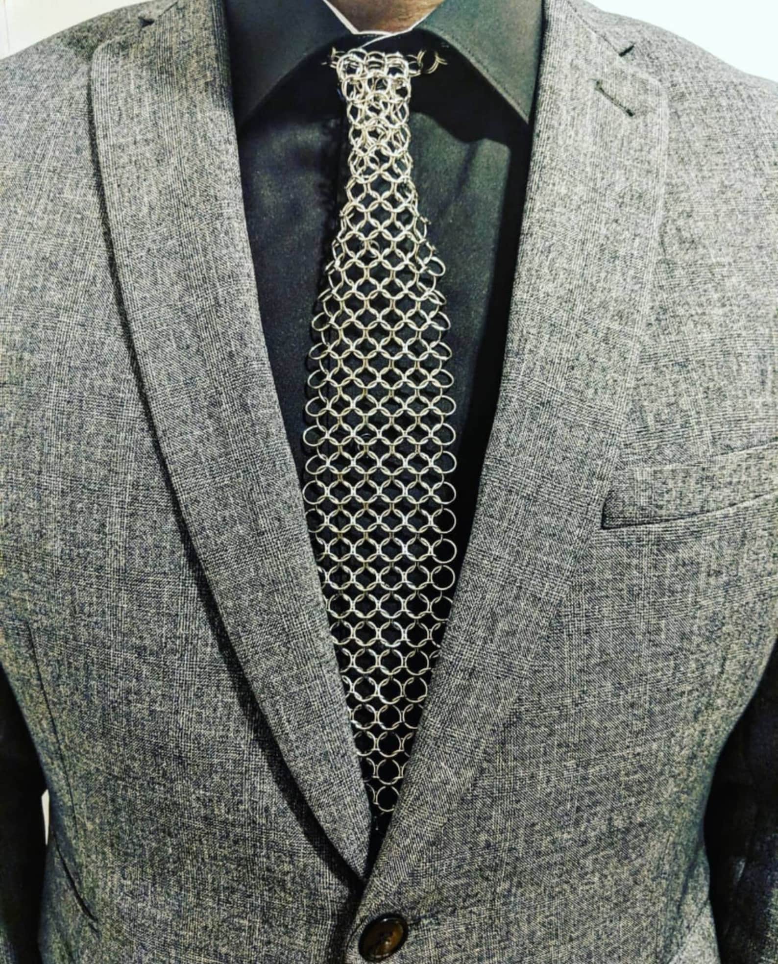 Stainless Steel Handmade Chainmail Tie Etsy