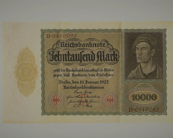 100 year old German 10000 Behntaufend  Mark bank note