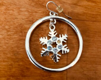 HOOP EARRINGS with Large Snowflake