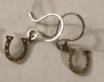 BEAUTIFUL PEWTER Horseshoes Mounted on AMERICAN made 14k Gold filled Wires