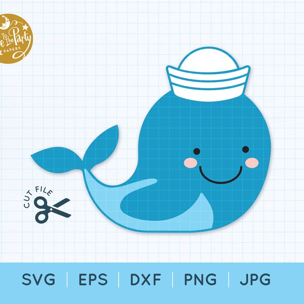 CUTE WHALE SVG Layered Cut File, Cute Whale Cut File, Instant Download, Kids Beach Clipart, Cute Whale Svg Eps Dxf Png Jpg