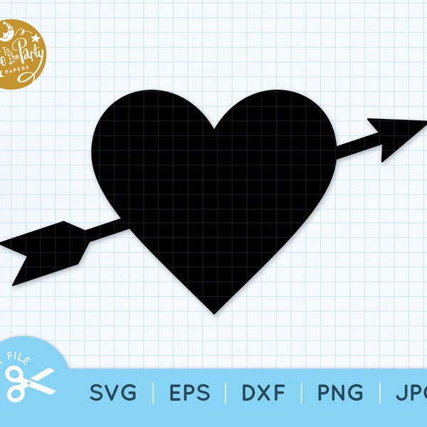 HEART and ARROW SVG, Heart Arrow Svg, Love Arrow Heart Silhouette, Valentine's Day Clipart, Heart Arrow Svg Eps Dxf Png Jpg