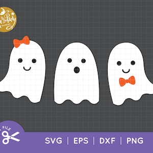 SVEGLIO FANTASMI SVG, Ragazzo, Ragazza, Fantasma Cut File Bundle, Ragazzo Fantasma, Fantasma con Fiocco, Fantasma Carino Halloween Clip Art Svg, Dxf, Eps, Png