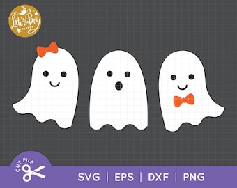 CUTE GHOSTS SVG, Boy, Girl, Ghost Cut File Bundle, Boy Ghost, Ghost with Bow, Cute Ghost Halloween Clip Art Svg, Dxf, Eps, Png