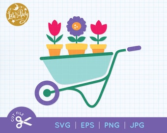 Floral Wheelbarrow SVG, Layered Cut File, Wheelbarrow Cutting File, Wheelbarrow Clipart, Gardening, Spring SVG, Wheelbarrow Svg Eps Png Jpg