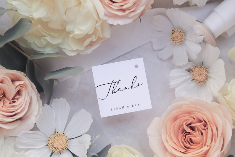 Favour Tag Reception Thank You Thank you note Square thanks tag Ramona Collection favors tag Simple Thanks Tag Classic Thanks Tag