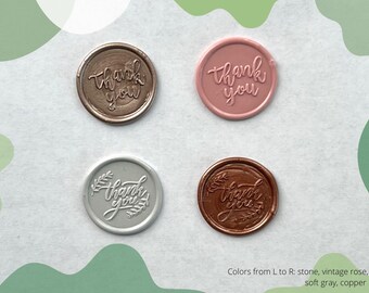 Sello de cera personalizado de agradecimiento - Autoadhesivo - Múltiples diseños - Bodas, Baby Showers, Tarjetas de agradecimiento