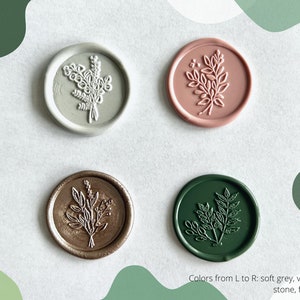 Botanical Custom Wax Seal - Self-Adhesive - Multiple Designs Floral, Botanical, Leafy - Weddings, Baby Showers, Thank You Cards