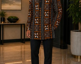 African-Inspired Men’s Ankara Tunic Shirt