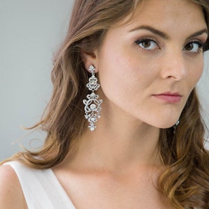 Boucles d'oreilles mariage vintage longues image 2