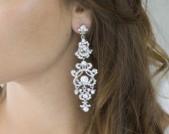 Boucles d'oreilles mariage vintage longues