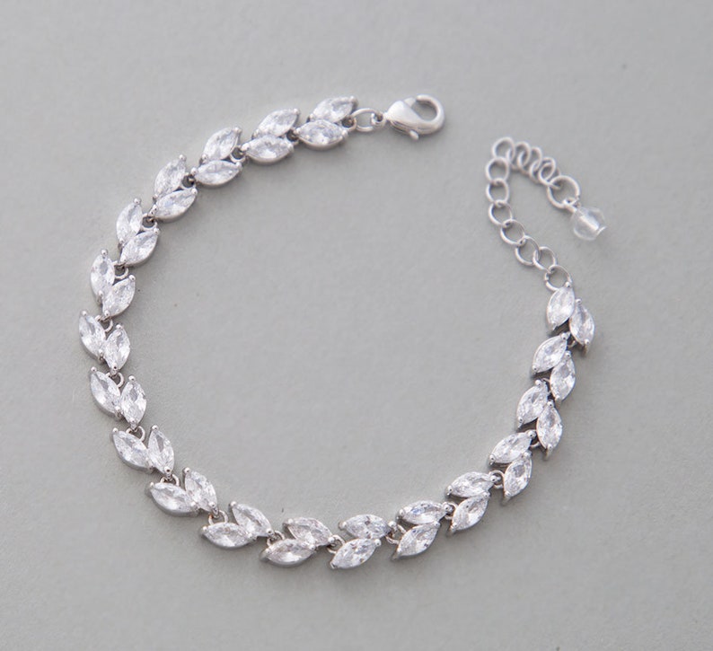 Cubic Zirconia Bracelet Crystal Wedding Bracelet Wedding Etsy